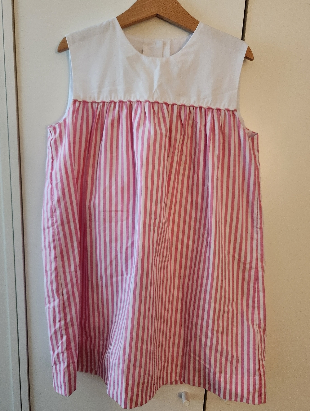 Pink and White Striped Sleeveless Dress